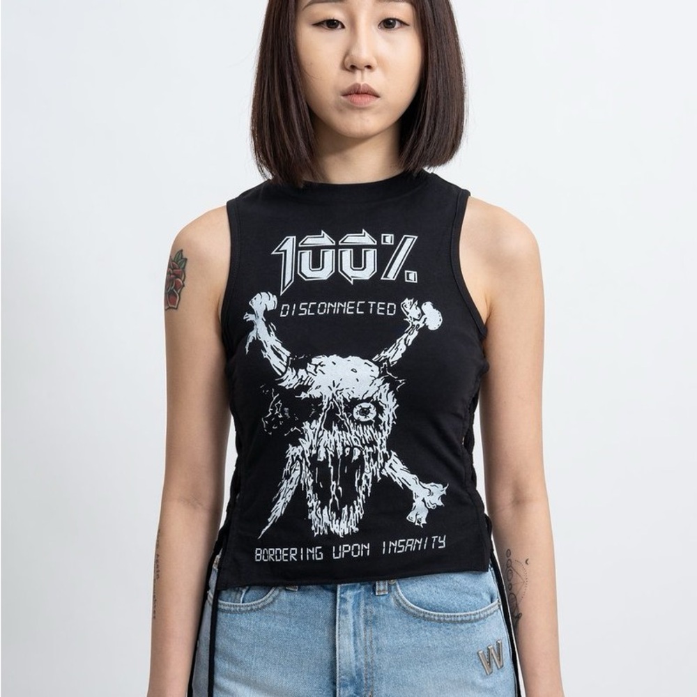 AshLey Williams Black Graphic Tank Top